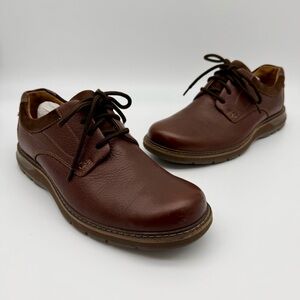 Clarks Unstructured Brown Leather Oxfords Shoes Size 10W